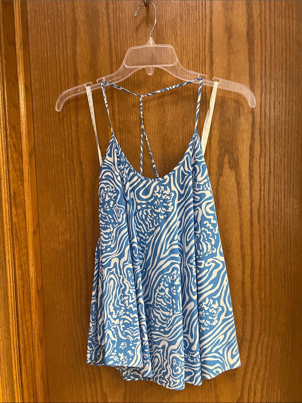 Lilly Pulitzer Maisy Solar Blue Night Swimming Halter Tank 100% Silk. Small. EUC